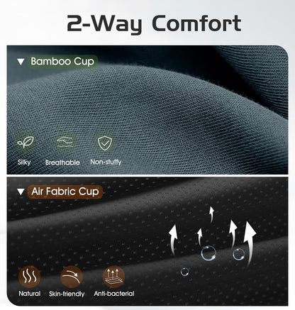Bluetooth Sleep Mask with 2 Removable 3D Contoured Cup, Bamboo Cotton Bluetooth Sleep Headphones for Side Sleepers with Timming Setting, Blackout Eye Mask for Travel Meditation Men Women