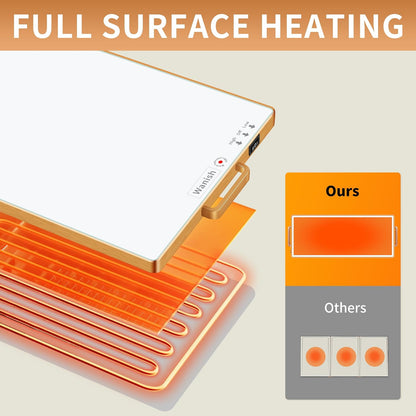 Electric Warming Tray,Extralong 47"x12",Tempered Glass Warming Mat for Food