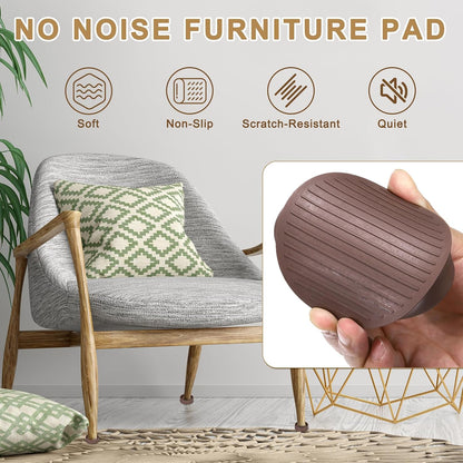 PATIKIL 4 Inch Rubber Furniture Pads, 4 Pack Non-Slip Furniture Coasters Round Anti Skid Caster Cups Furniture Feet Cup Floor Protectors for Bed Couch Stoppers, Brown