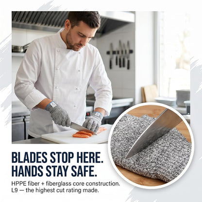 Premium Level 9 Cut Resistant Gloves for Food Prep, Butcher, Fish Cleaning, Meat Cutting, Mandoline