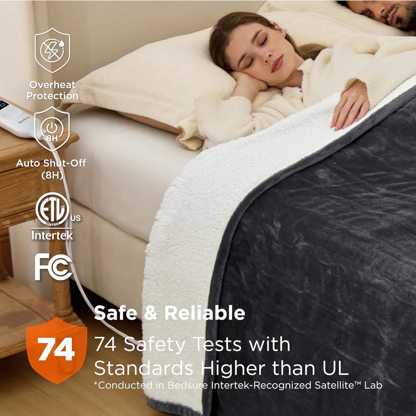 Bedsure Heated Blanket Throw Blanket with Preheat Function - Fast Heating Electric Blanket, Soft Flannel Throw with 6 Time Settings(Up to 10H), 6 Heating Settings, Gifts for Grandma (50"x60", Grey)