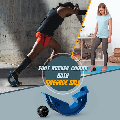 Foot Rocker with Spiky Ball, Calf Stretcher for Plantar Fasciitis Relief, Achilles Tendonitis Relief, Shin Splint Relief, Ankle Stretcher, Achilles Stretcher Improving Flexibility - Black