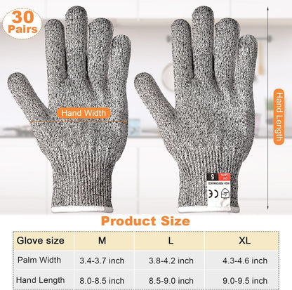 Xuhal 20 Pairs Cut Resistant Gloves Level 5 Protection Cutting Safety Kitchen Anti Cut Gloves for Kitchen (L)