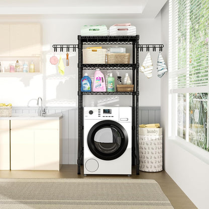 U8 Medium Laundry Room Storage Organizer, Over the Washer and Dryer Storage Shelves for Laundry Organization, 32.3”W x 17.3”D x 76.2”H, Suit Washing Machine Width within 29.9”, Hold 304 lb, Black