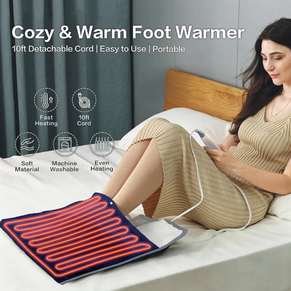 WarmMist Heated Foot Warmers, 22"×20" Electric Foot Heating Pad, Ultra Soft