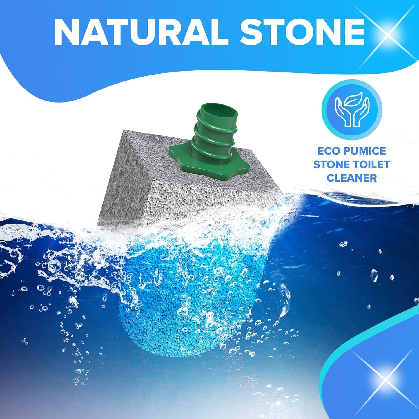 DISIWENE Pumice Cleaning Stone with Handle Toilet Bowl Cleaner Hard Water Ring Remover for Bath/Pool/Kitchen/Household Cleaning (4, 4 Pack with Handle)