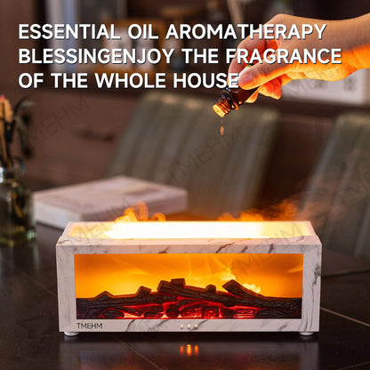 TMEHM Fireplace Flame Air Diffuser Humidifier,7 Colors Aromatherapy Essential Oil Diffuser,Ultrasonic Aroma Humidifier with Timer for Home,Bedroom,Office,Yoga (Black)