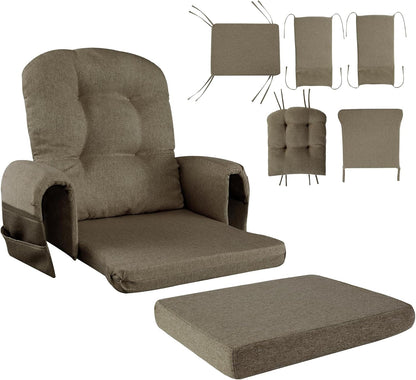 HOMBYS Glider Rocker Replacement Cushions with Storage Side Pocket,Linen-Like Fabric, Foam & Microfiber Filling, Non-Slip & Washable,Thickened & Supportive for Glider Rocking Chair (Khaki)
