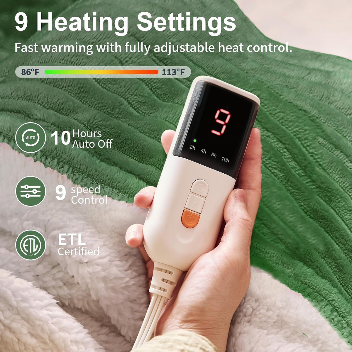 Texciting Heated Blanket 50"X60",Soft Electric Blanket,ETL Certified,Grey