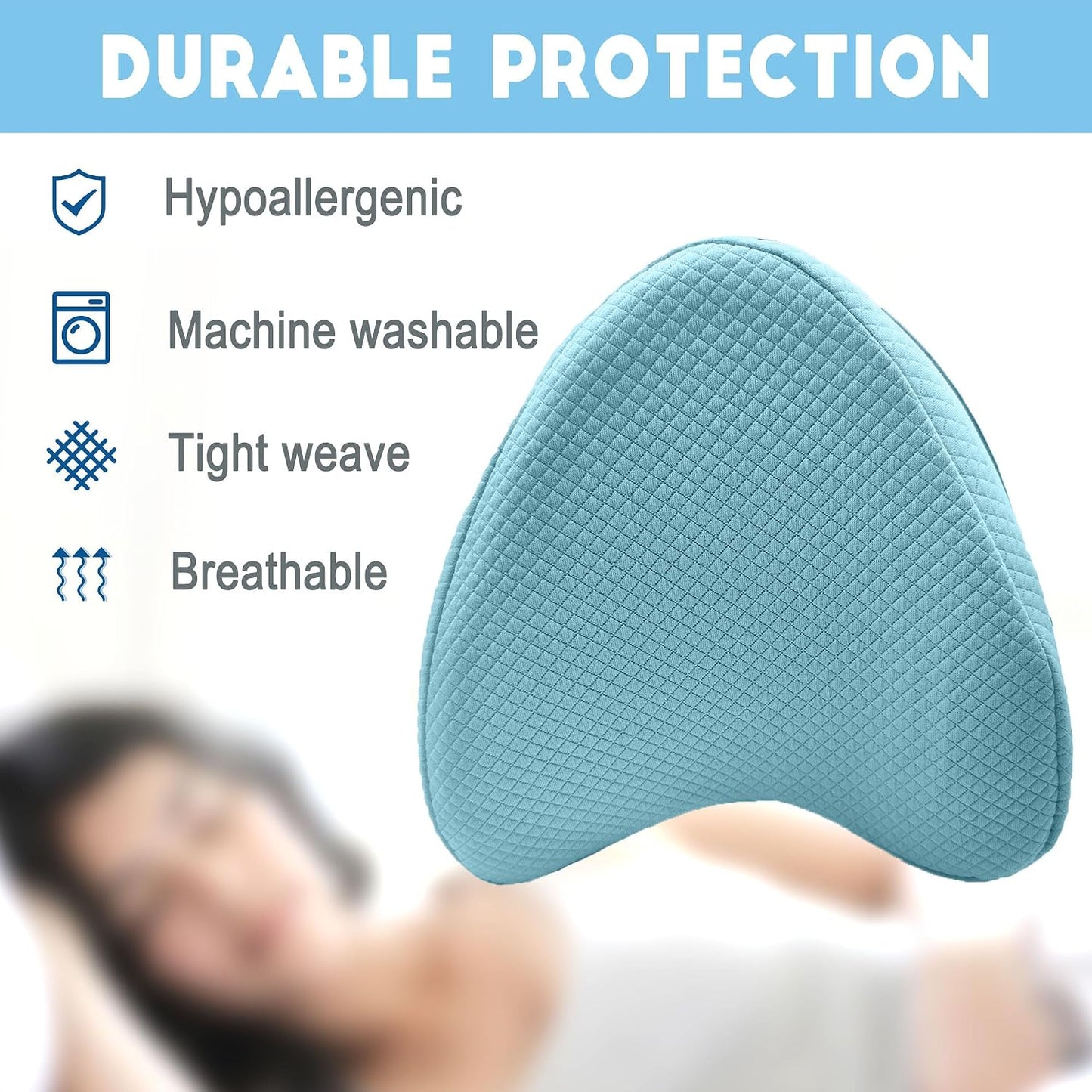 xcivi Soft Pillowcase for Contour Memory Foam Side Sleeper Support Pillow | Pillowcase for Knee Pillow, Reusable & Washable Pillow Cover, Anti-stain Sweat Protective Layer, Extend Pillow Service Life
