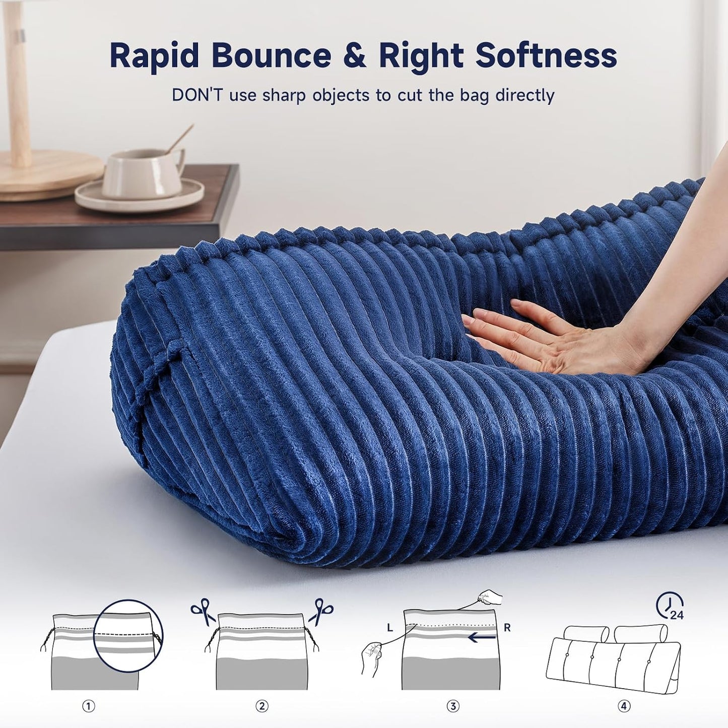 Z-hom Headboard Pillow, Wedge Backrest Cushion, Queen Size,NO Roll Pillow | Grey Triangular Backrest Cushion Equipped,NO Roll Pillow,Ideal for Reading,Sitting Up in Bed&Filling Headboard Gaps