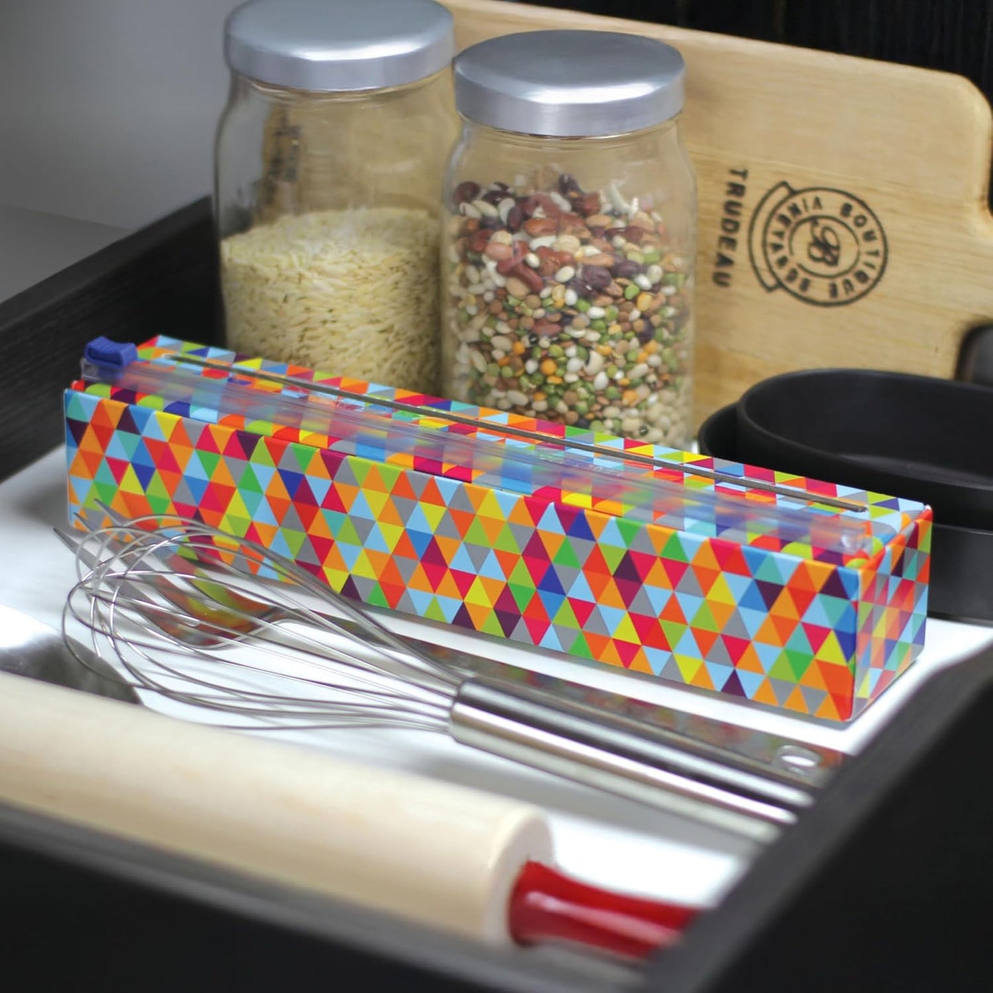 Chicwrap Veggies Refillable Plastic Wrap Dispenser - Includes One 12" x 250' Roll of Professional Grade Plastic Wrap - BPA Free and Kosher Certified - Reusable Dispenser w/Slide Cutter | Reusable Plastic Wrap Dispenser with Four Non-Slip Rubber Feet and