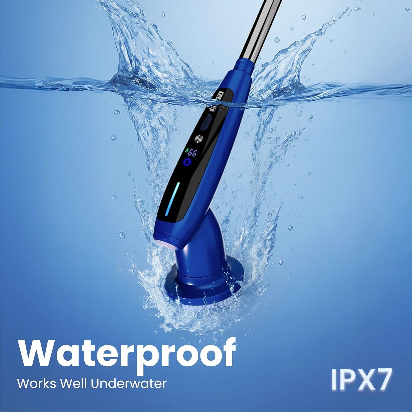 2026 Upgraded Electric Spin Scrubber: 120 Min Runtime, IPX7 Waterproof Cordless Power Scrubber, Adjustable Extension Handle, 8 Heads, 2 Speeds for Shower, Tub, Tile & Floor