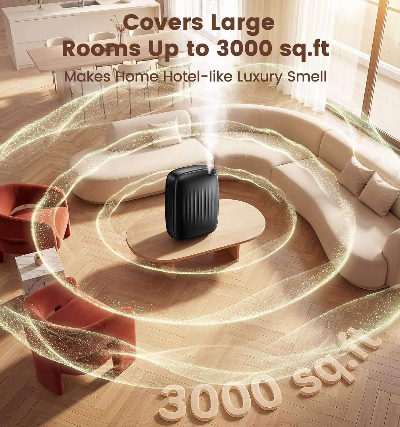 Ziweo Waterless Essential Oil Diffuser - Whole-Home Scent Cold Air Diffuser Up to 3000sq.ft for Large Home Office Hotel - Adjustable Intensity & Time, App & Panel Control - Quiet, Wall Amount - 400ml