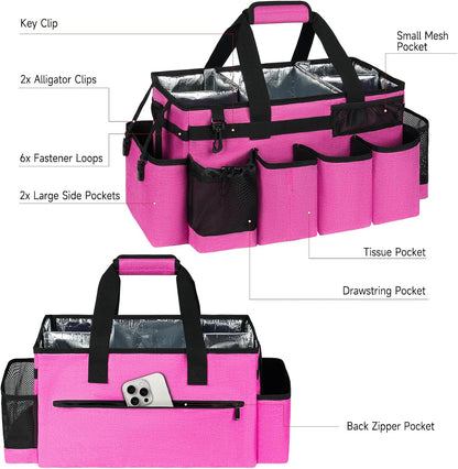 Cleaning Caddy Bag, Extra Large Cleaning Supply Bag for Housekeepers,Black | Sturdy Cleaning Caddy Organizer for Cleaning Supplies with Handle and Adjustable Shouder Strap, Easy to Clean Design