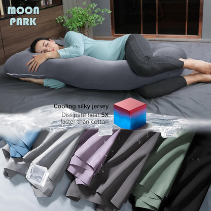 MOON PARK Pregnancy Pillows for Sleeping - 57 Inch U Shaped Full Body Maternity Pillow with Removable Cover - Support for Back, Legs, Belly, Hips - Pregnancy Pillow for Women - Grey