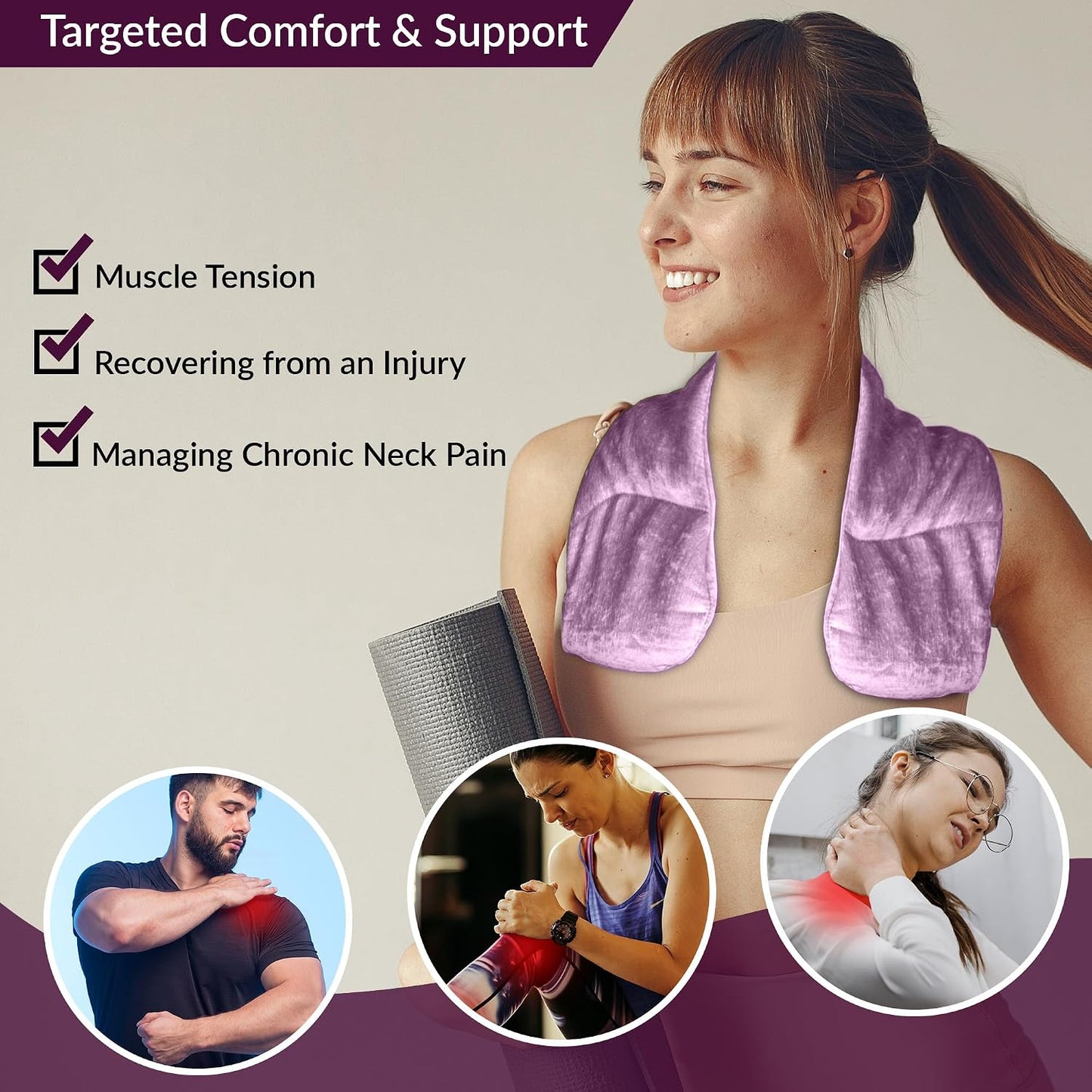 Kozi Neck Heating Pad | Microwaveable Weighted Shoulder Heating Pad | Neck and Shoulder Heating Pad with Clay Beads & Aromatherapy (Khol)