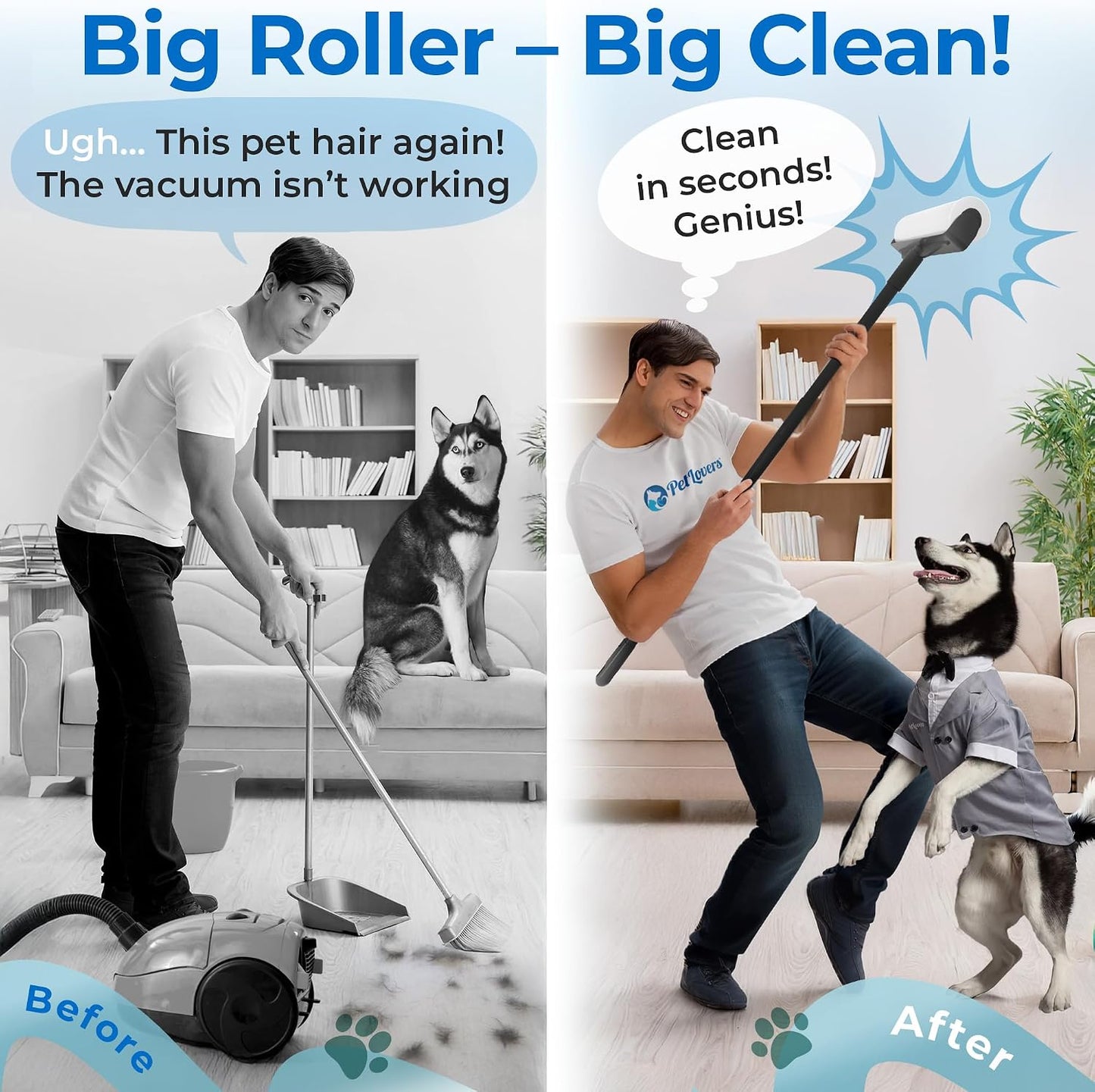 PetLovers Extra Sticky Lint Roller Mega Value Set 450 Sheets for Pet Hair Removal and Clothes, Dog and Cat Lint Remover 5 Pack
