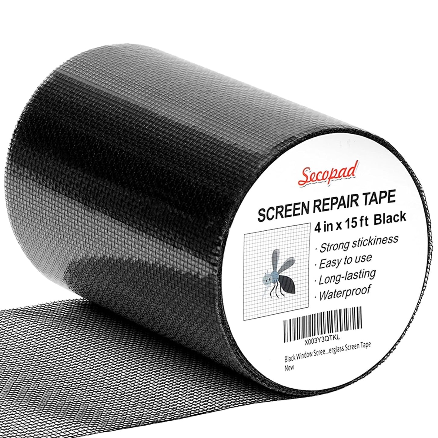 Secopad 4" x 360" (30FT) Screen Repair Tape, Screen Repair Kit, Grey | Window Screen Patch, Quick Repair, Strong Adhesive, Easy to Use, For Mesh Window & Door, Cuttable Fiberglass, No Tools Needed