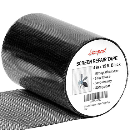 Secopad 4" x 360" (30FT) Screen Repair Tape, Screen Repair Kit, Grey | Window Screen Patch, Quick Repair, Strong Adhesive, Easy to Use, For Mesh Window & Door, Cuttable Fiberglass, No Tools Needed