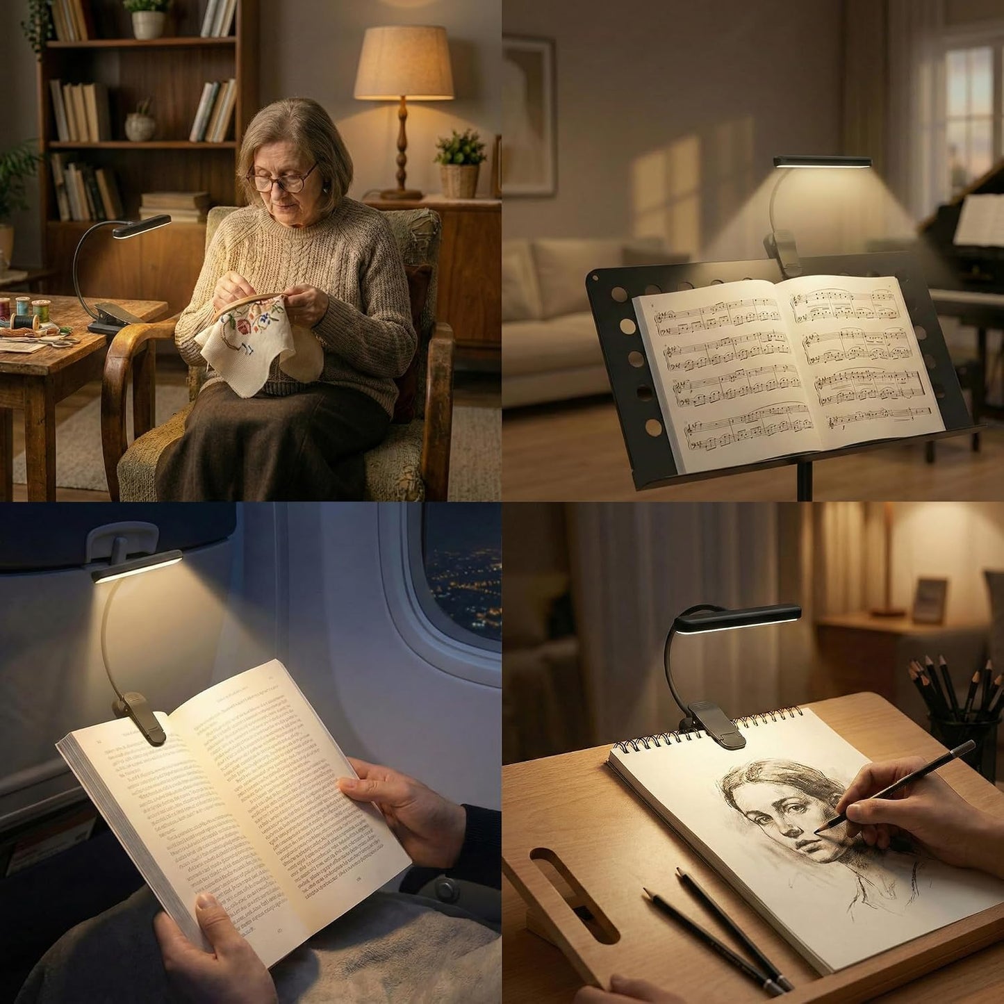 Rechargeable Book Light for Reading in Bed 25 LED - Eye Caring 15 Level Stepless Dimming, Extended 90Hrs Runtime, Lightweight Clip on Light, Gifts for Book Lovers, Black