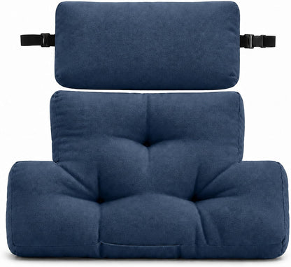 2-Piece Neck Pillow Lumbar Support Cushion for Recliner, Ergonomic High-Density Foam Backrest with Adjustable Headrest, Soft Comfy Back Support for Office Chair, Sofa, Couch, Pain Relief, Beige