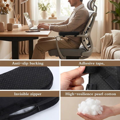 2 Pack Non-Slip Armrest Pads Ergonomic Thick Memory Foam Arm Pads for Office, Gaming Chairs (Black) | Thick Memory Foam, Ergonomic, Elbow Forearm Support, Universal