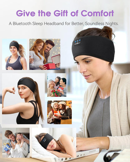 MUSICOZY Sleep Headphones Bluetooth Headband Headphones for Side Sleepers | Sleeping Headbands Wireless Sports Earphones Sweat Resistant Earbuds for Workout Running Cool Gadgets Unique Gifts for Women