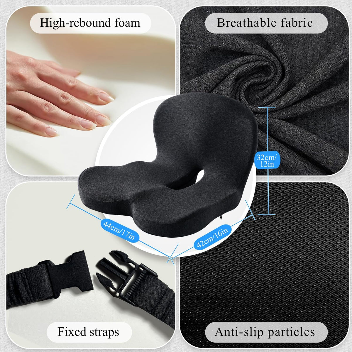 Seat Cushion with Lumbar Support Pillow, Back and Seat Cushion for Office