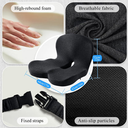 Seat Cushion with Lumbar Support Pillow, Back and Seat Cushion for Office