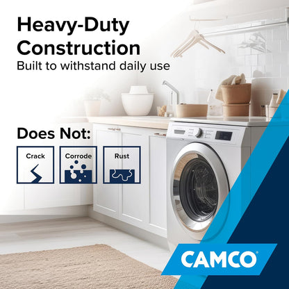 Camco Low Profile Washing Machine Drain Pan with PVC Fitting, 29 inch x 33 inch ID and 31 inch x 35 inch OD - Protects Your Floors from Washing Machine Leaks - Easy to Use - Pewter - 20788