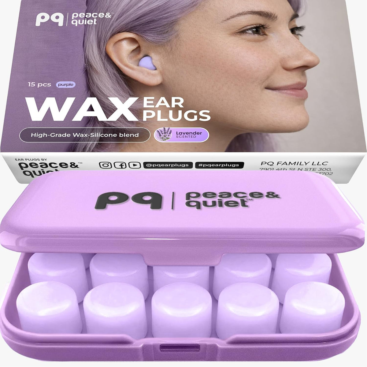 Peace&Quiet PQ Silicone Ear Plugs for Sleeping - 15 Wax Earplugs for Sleep and Swimming Ear Plugs, Soft Ear Covers for Sleeping and Water, Noise Cancelling