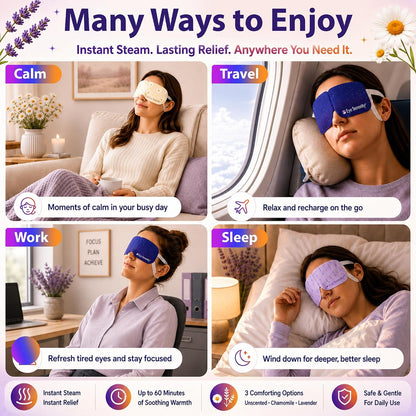 Eye Serenity Steam Eye Mask, Heated Eye Mask, Self Heating Warm Compress for Dry Eyes, Fast Relief for Stye, Puffy Sensitive Eyes, Moist Heat, Gift for Women and Men - Unscented
