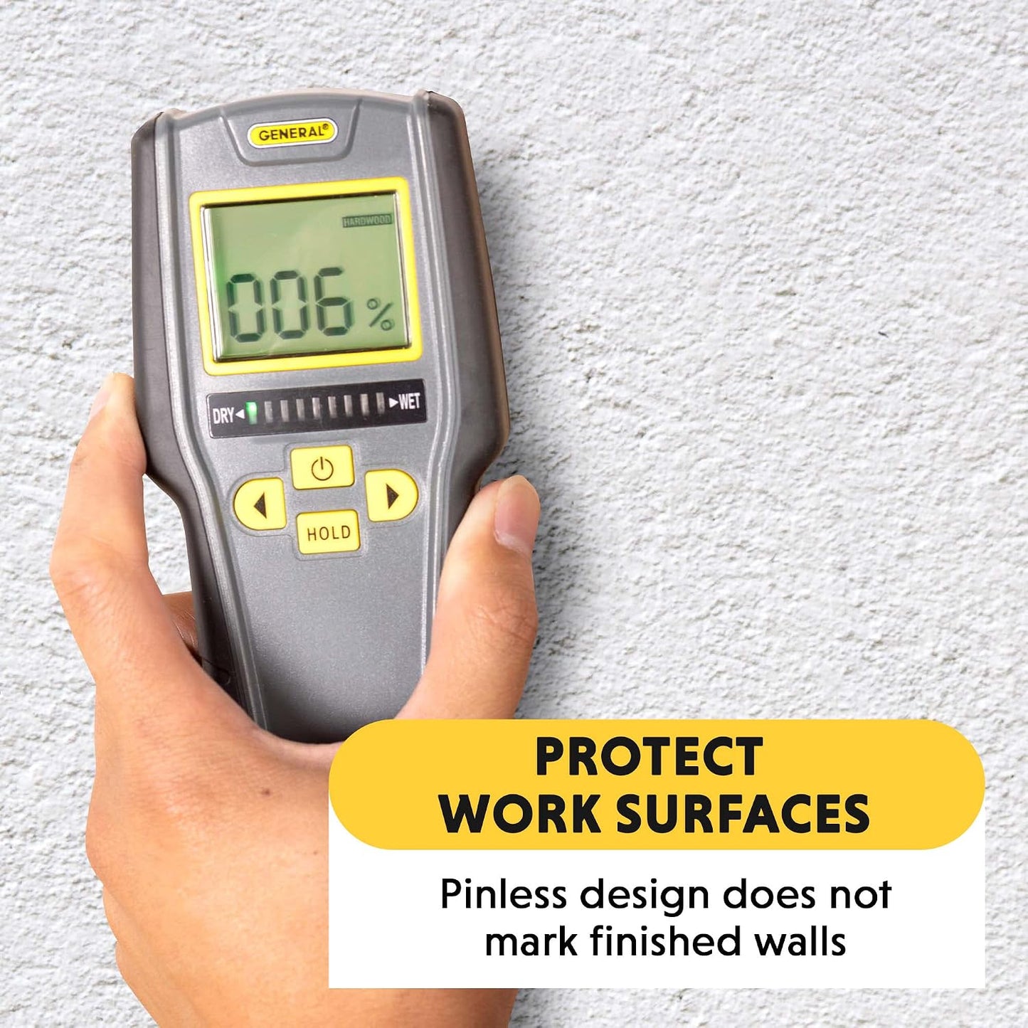 General Tools MMD4E Moisture Meter for Wood, Walls & Water Leak Detection | Pinless wood moisture meter for drywall & walls. Detects mold & humidity. Water leak detector for home moisture testing.