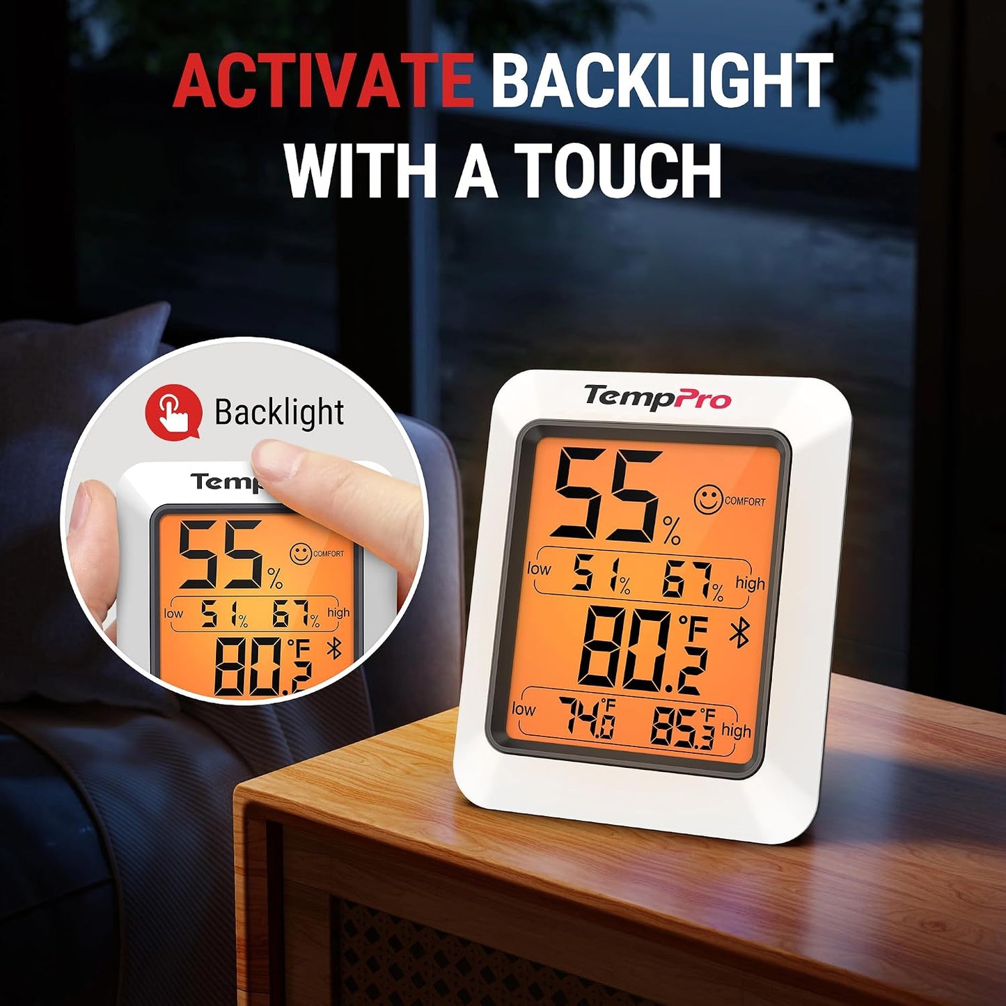 TempPro TP50 Digital Hygrometer Indoor Thermometer Room Thermometer | Humidity Meter Humidity Gauge with Temperature Humidity Monitor for House Office Celler Greenhouse RV (Previously ThermoPro)