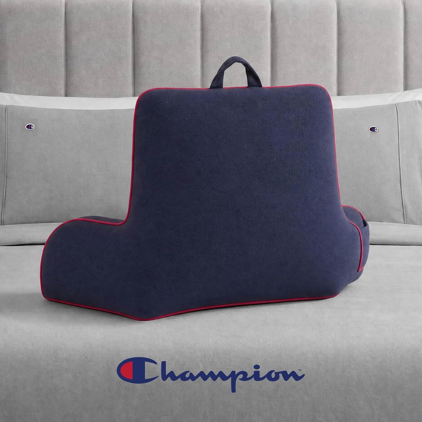 Champion Faux Wool Bedrest Pillow, 100% Polyester Cover and Fill, Spot Clean Only, Navy Blue, 29" x 24.5" x 10.5"