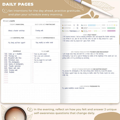Clever Fox Self-Care Journal for Women, Daily Planner 5.8x8.3 Aquamarine | 3-month mental health journal, habit tracker, wellness journaling supplies for women & teen girls, gratitude & mood log