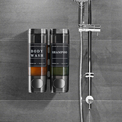 Shampoo and Conditioner Dispenser,Shower Soap Dispenser 3 Chamber No Drill Wall-Mounted Shampoo Dispenser for Shower Wall Mounted Shower Dispenser for Bathroom Hotel Large Capacity,Black