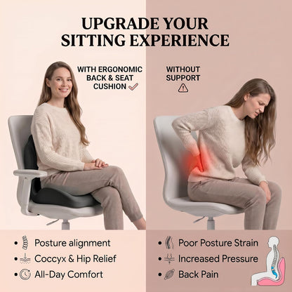 Ergonomic Seat Memory Foam Support Cushion for Back, Car Seat Back Support Cushion for Sciatica Tailbone Pain, Office Desk Chair Car Travel Seat Cushion (Pink)