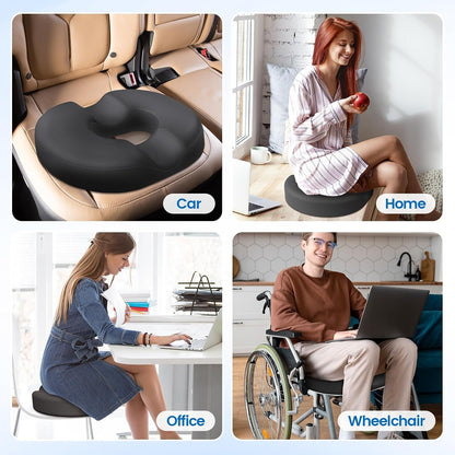 Donut Pillow Seat Cushion, Cooling Gel Memory Foam Chair Cushion, Black