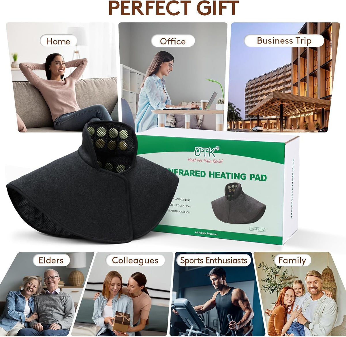 UTK Far Infrared Heating Pad for Neck and Shoulder and Back Pain Relief