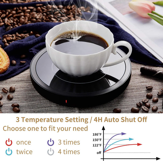 Coffee Mug Warmer for Desk 4H Auto Shut Off, Smart Coffee Cup Warmer with 3 Temperature Setting, Electric Mug Warmer Plate for Coffee, Milk, Tea (White)