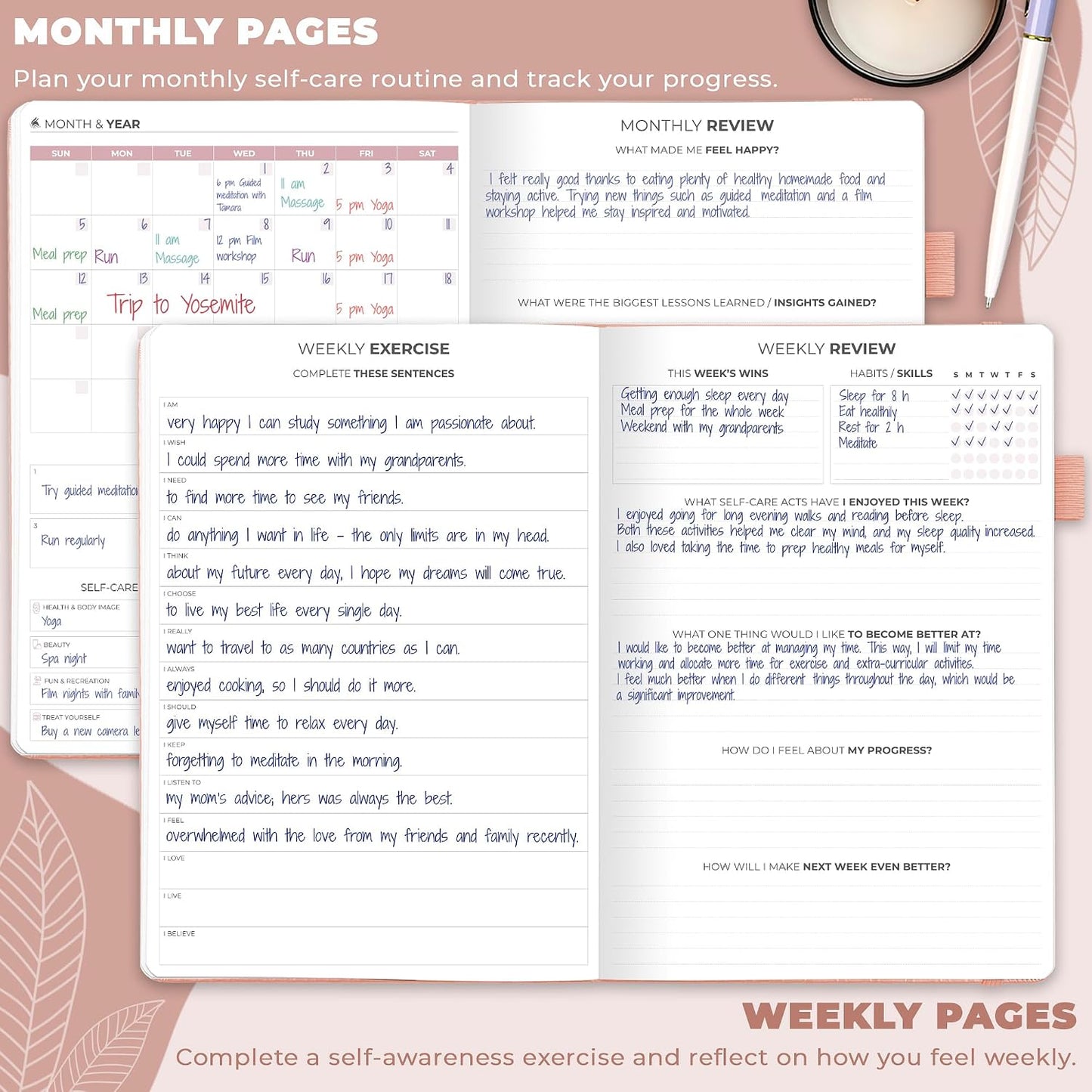 Clever Fox Self-Care Journal for Women, Daily Planner 5.8x8.3 Aquamarine | 3-month mental health journal, habit tracker, wellness journaling supplies for women & teen girls, gratitude & mood log