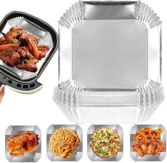Air Fryer Liners, 100Pcs Aluminum Foil Air Fryer Disposable Paper Liner