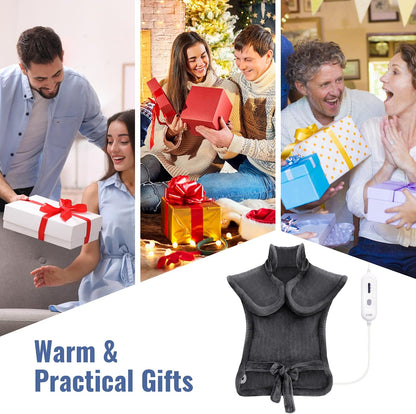 Tefici Heating Pad for Back,Birthday Gift for Women Men Mom Dad,FSA Eligible HSA Approved,24" x33"Fast Heating, Electric Heat Pad,2H Auto-Off, Neck and Shoulders and Back Heat Pad,ETL Certified,Gray