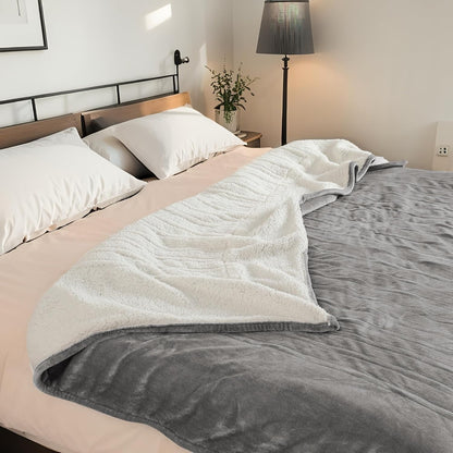 Electric Heated Blanket Full Size 72"x84" – Light Gray | ETL for Safe Overnight, 4 Heat Settings & 10H Auto Off, Dual-Sided Microplush Sherpa for Home Night, Machine washable