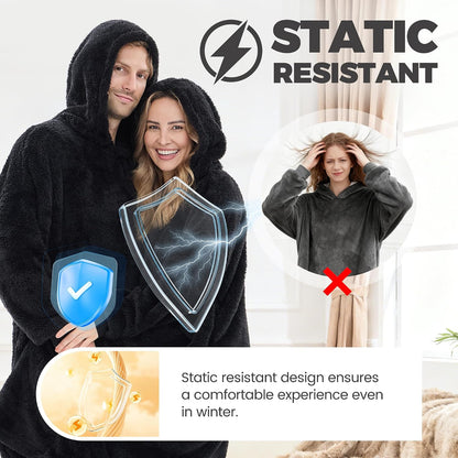 PJGGZ Wearable Blanket Hoodie for Women Men, Fleece Warm Comfy Hooded Sweatshirt with Pockets & Sleeves Cozy Gift for Adult