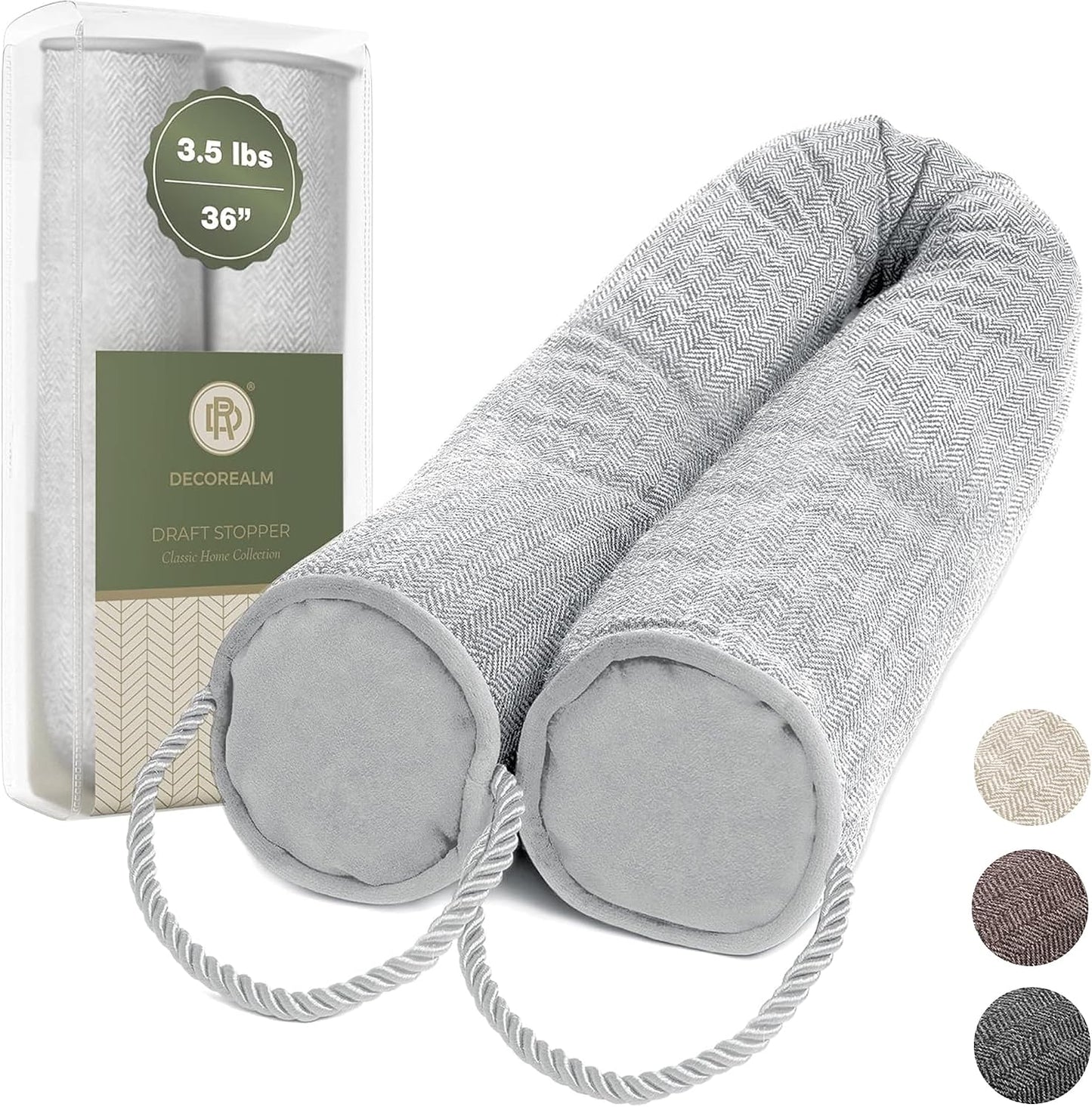 Under Door Draft Stopper and Blocker, Draft Guard for Doors and Windows, Decorative Fabric Cylinder Blocker Provides Weighted Door Insulation by DECOREALM (Beige, 36 Inches)