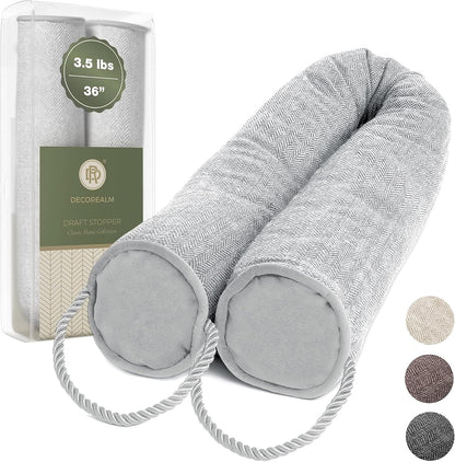Under Door Draft Stopper and Blocker, Draft Guard for Doors and Windows, Decorative Fabric Cylinder Blocker Provides Weighted Door Insulation by DECOREALM (Beige, 36 Inches)
