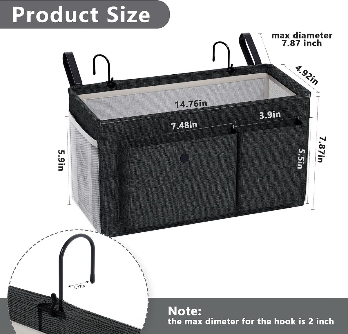 Bedside Caddy Bedside Storage Hanging Organizer for Bunk Dorm Bed Rail